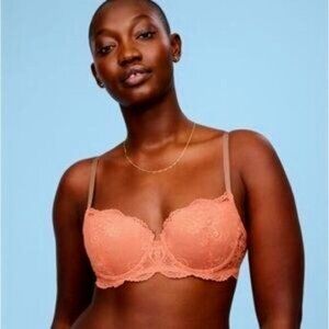 Third Love Coral and Beige 24/7® Lace Balconette Bra Size 34C